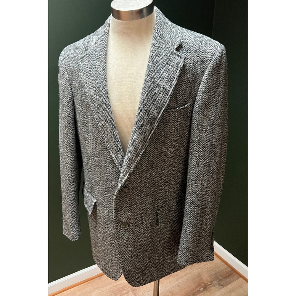 Hunter Haig Herringbone Tweed 100% Pure Scottish Wool Blazer - No Size Tag!‎